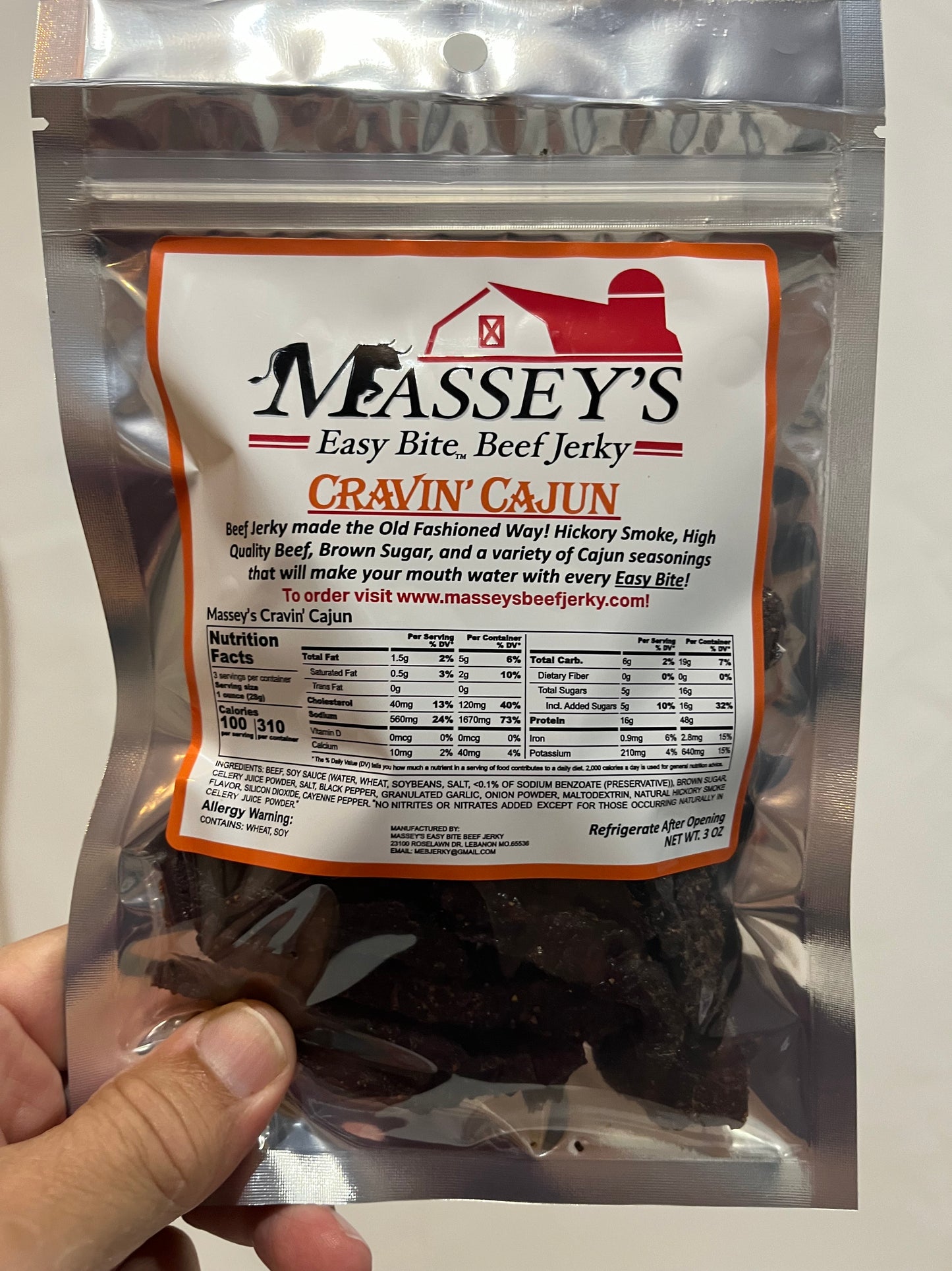 Massey's Easy Bite Beef Jerky - Cravin' Cajun 3 oz bag