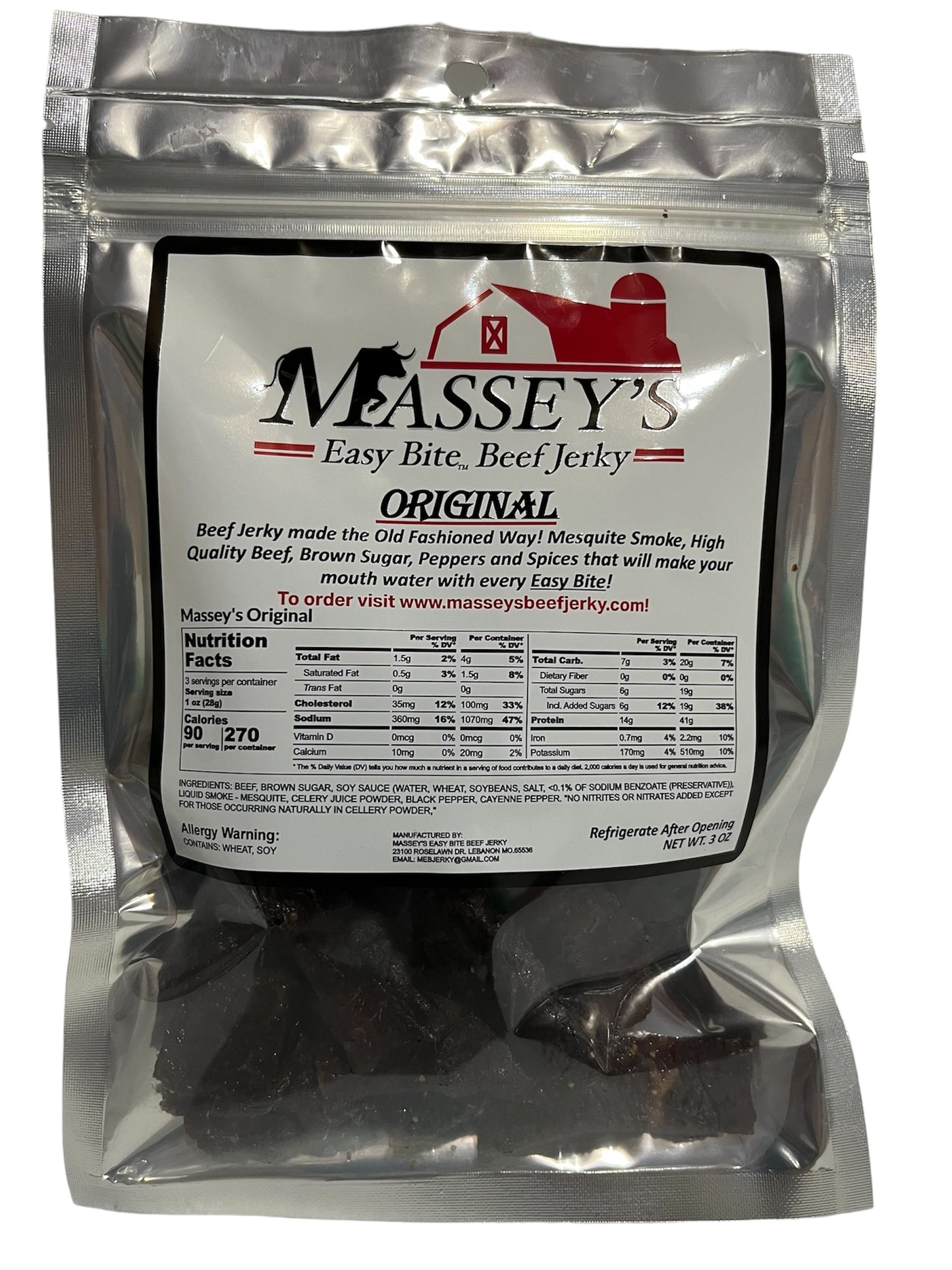 Massey's Easy Bite Beef Jerky - Original 3 oz. Bag