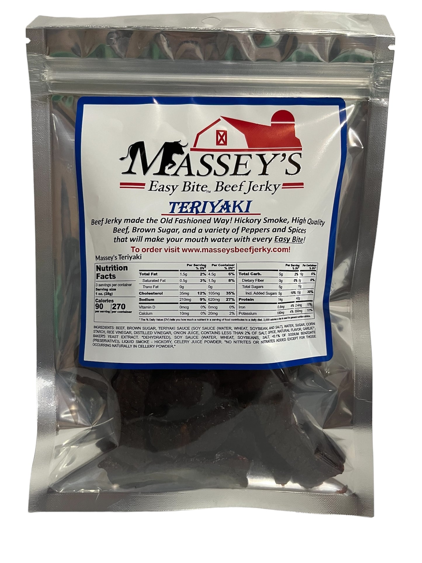 Massey’s Easy Bite Beef Jerky - Teriyaki 3 oz. Bag
