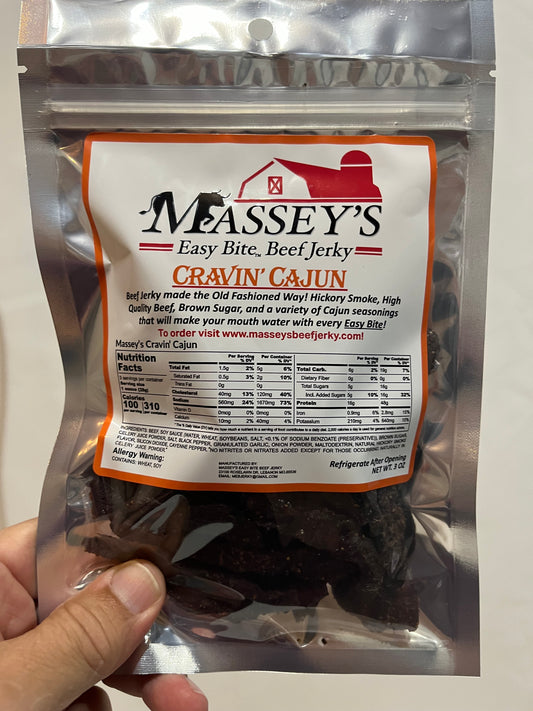 Massey's Easy Bite Beef Jerky - Cravin' Cajun 3 oz bag